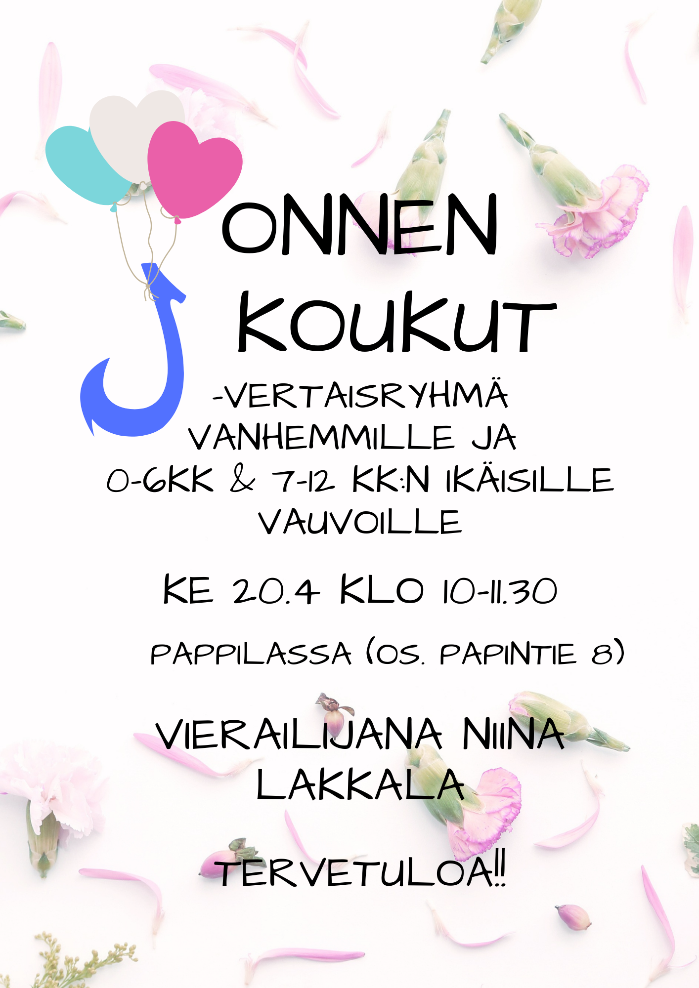 Onnenkoukut vertaisryhmän mainos